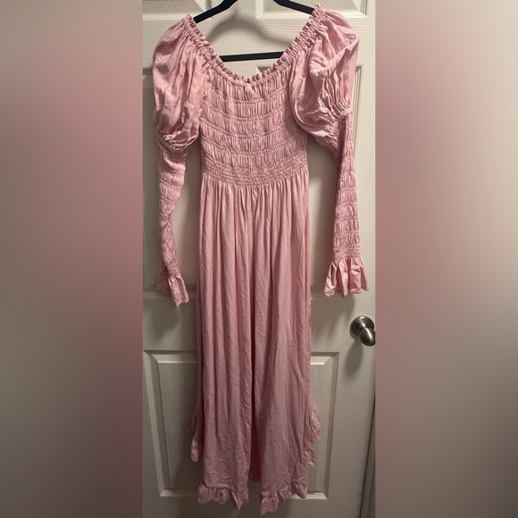 Sleeper - Juliette Shirred Asymmetric Dress - Pink - Size S - NWT - Picture 13 of 14